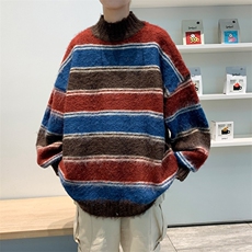 新款毛衣男ins秋季宽松慵懒条纹针织衫韩版情侣港风衣HY208-P47，男装针织衫/毛衣，星座1008-1