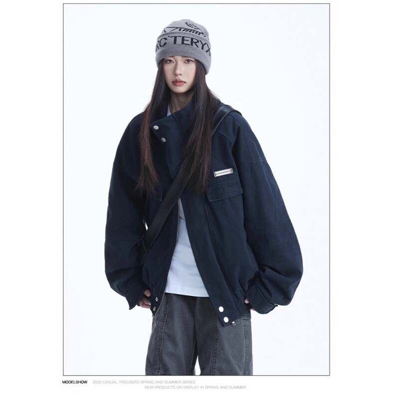 1506A/GTQJ2180/P84美式潮牌做旧帆布工装夹克春季新款立领外套图片
