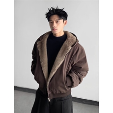 美式高街棉服男款冬季加厚连帽毛领外套高级感痞帅夹克棉衣，男装夹克，星座506A