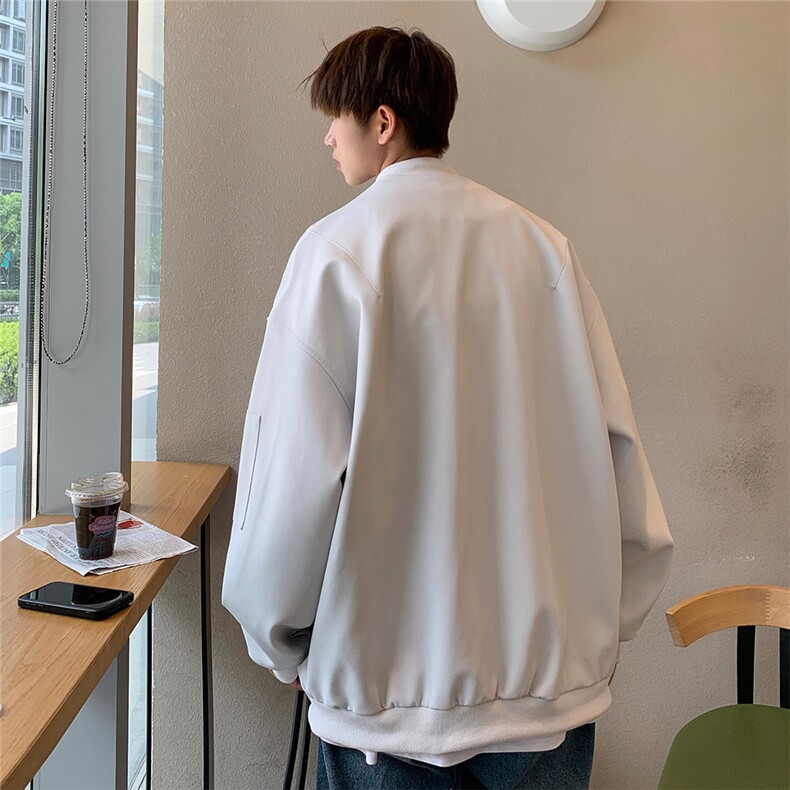 EQ320痞帅的棒球服PU皮外套男2024新款秋季飞行服夹克港风ins潮,男装夹克,电商C306-1