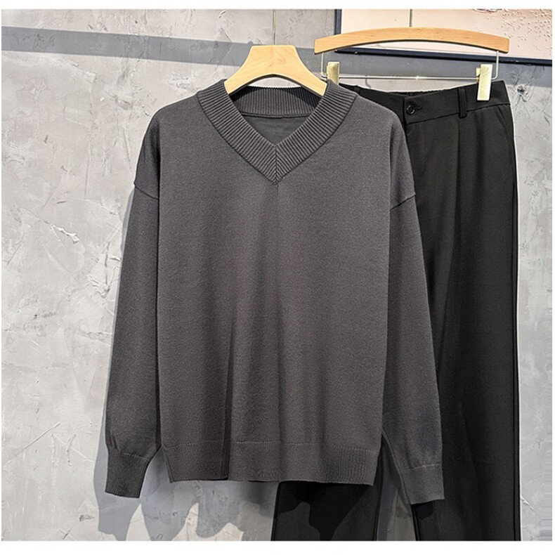 1506-1/GM030/P50宽松V领毛衣男潮秋冬季针织衫韩系，男装针织衫/毛衣，星座1506A