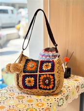 2025时尚百搭通勤休闲手工钩花包，鞋类箱包单肩包，湘姗