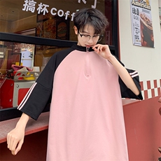 短袖男夏季新款港风宽松拼接体恤上衣T8218-32，男装T恤，星座214-3