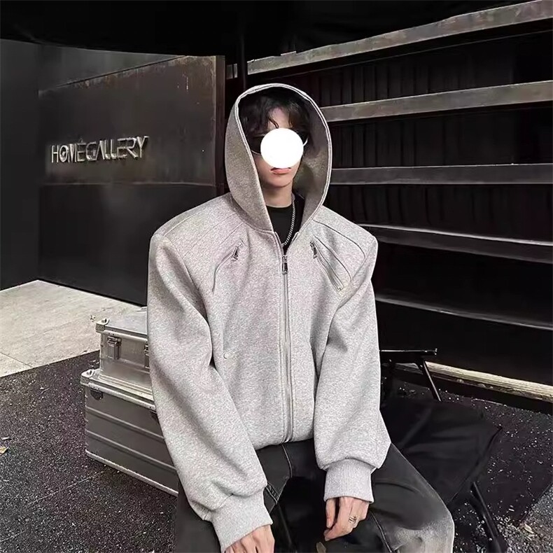 1506/QF360/P72设计感小众立体解构廊形外套男高级休闲开衫卫衣,女装短外套,星座1506