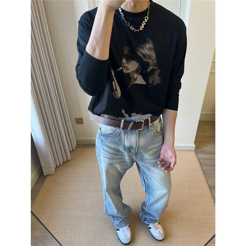 长袖休闲衬衫中世纪吸烟少女T恤衫D328-CX7709-P29,男装衬衫,电商D328