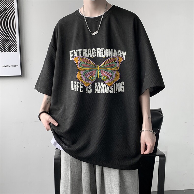 华夫格t恤男短袖男大码五分袖大皂风HT73366-P22,男装T恤,电商A040