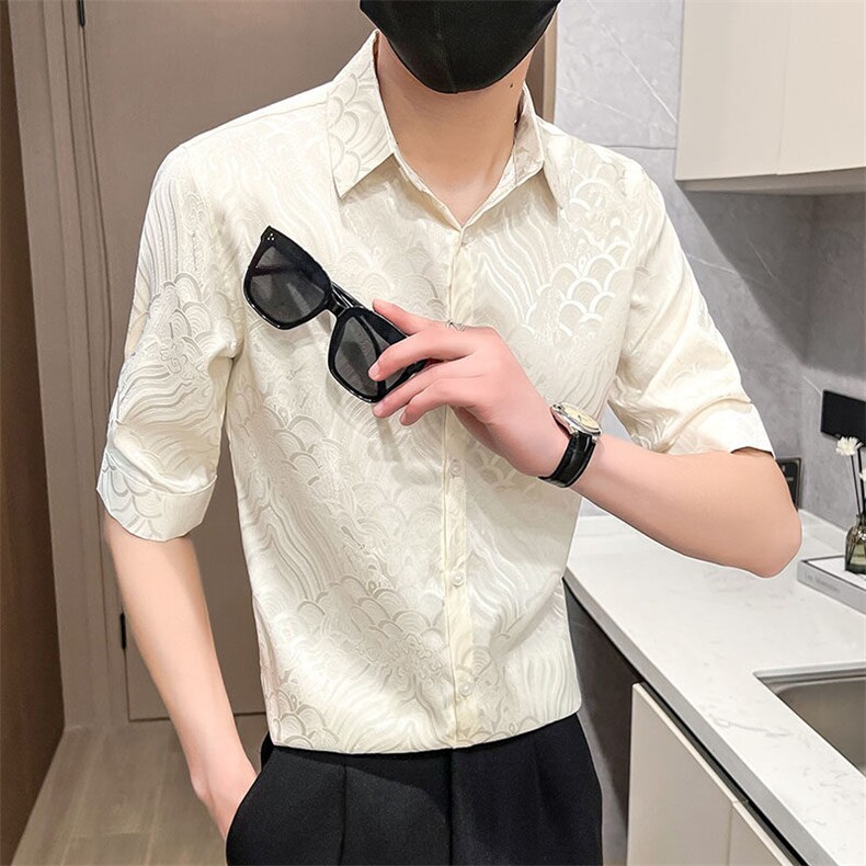 507A-CS536-P482025夏装时尚七分袖衬衣风时尚男士衬衫,男装衬衫,星座507A（原星座306B-2）