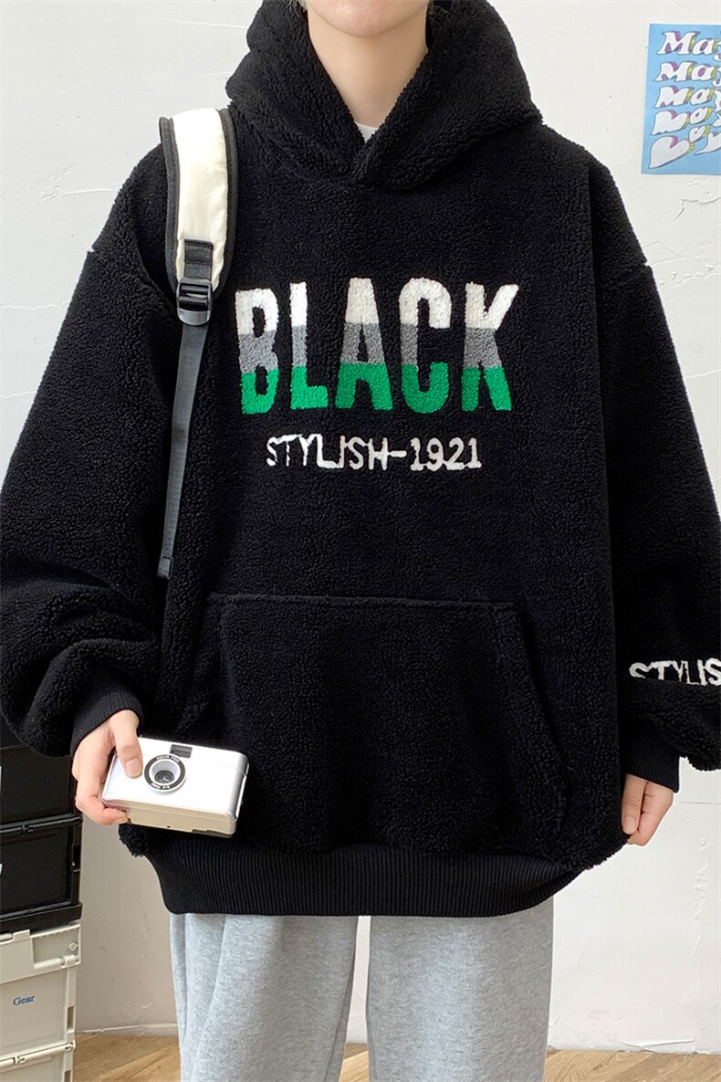 秋冬加绒加厚羊羔绒卫衣青少年宽松连帽外套男女975-P90控价118,男装卫衣,电商A441-1