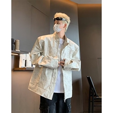 垫肩短款皮衣外套男款春秋季美式设计感机车夹克1001-1-JK932-P92，男装夹克，星座1001-1