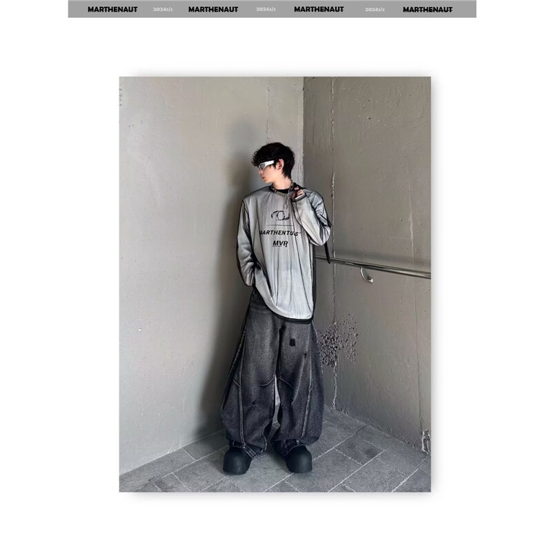 1506-1/710/P59美式复古做旧多口袋拼接工装弯刀牛仔裤,男装牛仔裤,星座1506
