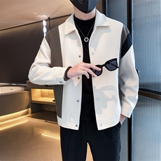 2025秋冬季社会小伙痞帅男毛呢拼接夹克外套JK28P125控168，男装夹克，电商B276A