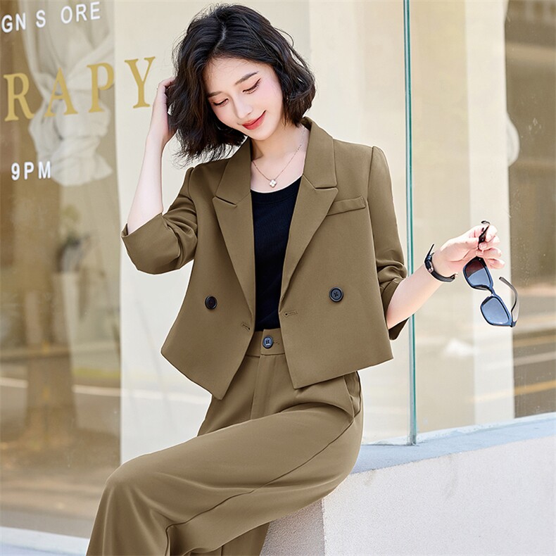红老钱风西装套装女2024秋季新款休闲气质小西服裤子两件套,女装套装/套裙,罗腾