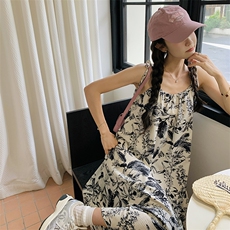 现货【2024夏新！】水墨印花吊带款连衣裙2C037363P95K148，女装连衣裙，2C037