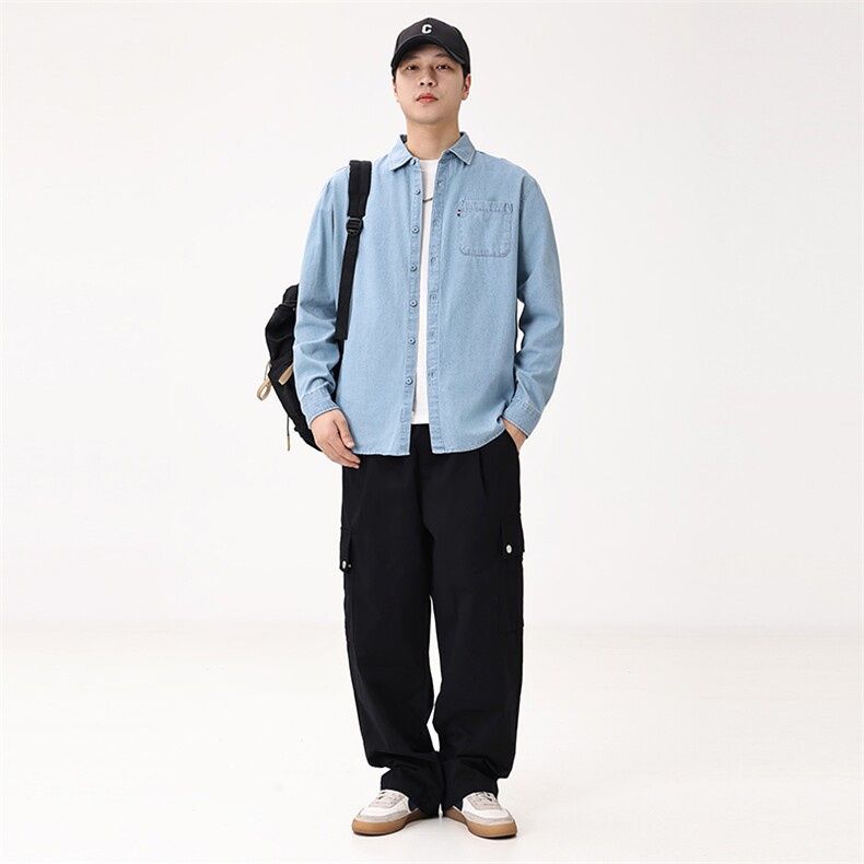 新款(跨境货源）长袖牛仔衬衫男宽松休闲外套N89,男装衬衫,星座1107-1