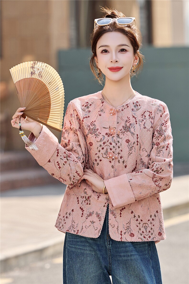 《现货》bao款重工满秀人丝提花面料手工高级花朵扣子短款上衣女,女装短外套,韩宇舍