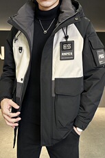 冬季店主风新款工装羽绒服男中长款冲锋衣保暖羽绒外套Y3611-P245，男装羽绒服，电商A239