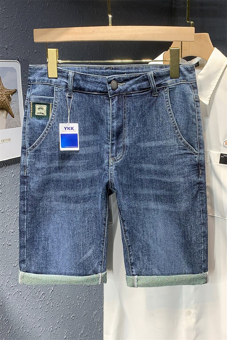 抖音直播夏季牛仔短裤男刺绣弹力YKK拉链休闲五分裤DK6578-P60,男装牛仔裤,星座1207-1