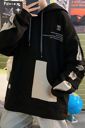 7XL-M 港风连帽卫衣男2023春季新款休闲长袖上衣加肥加大码控价98图片