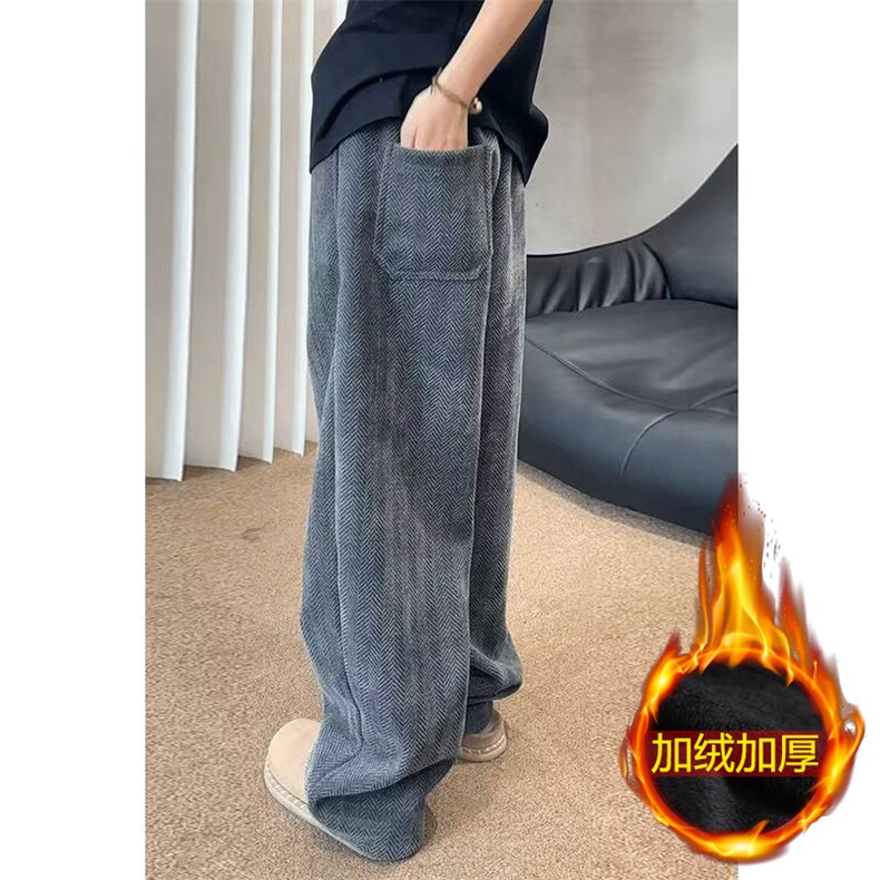 现货A2906-P31加绒41秋冬款加绒加厚雪尼尔斑马纹肌理直筒休闲裤，男装卫衣，星座515A