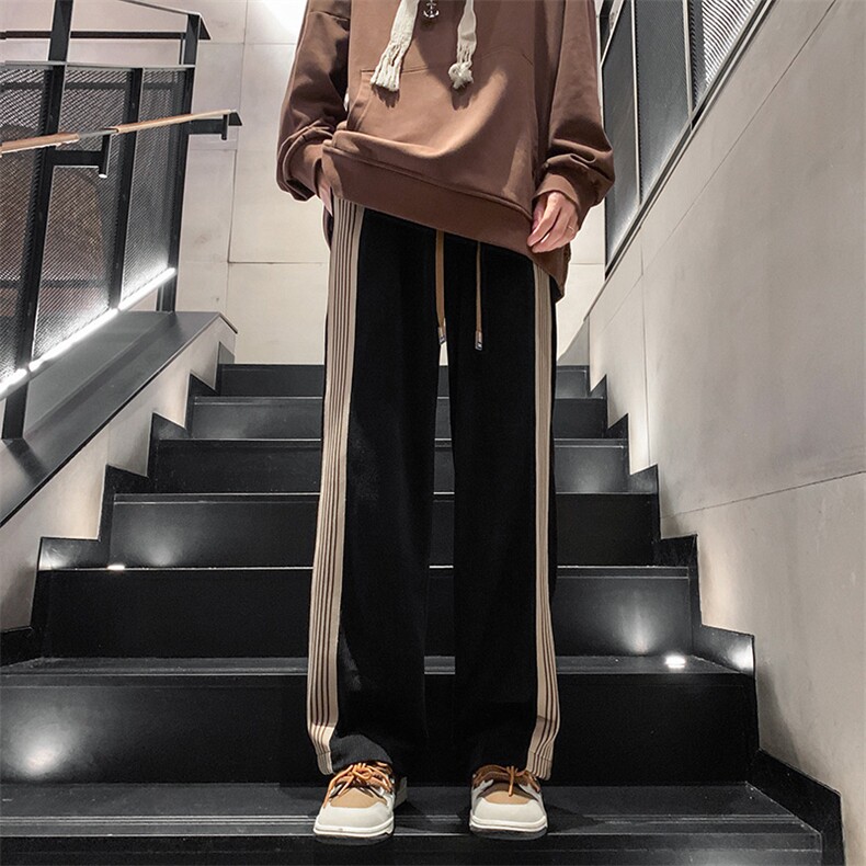 K3639-P48加绒55秋冬加厚美式潮牌灯芯绒织带垂坠感拖地休闲男裤,男装卫衣,电商A009A（原A058A）