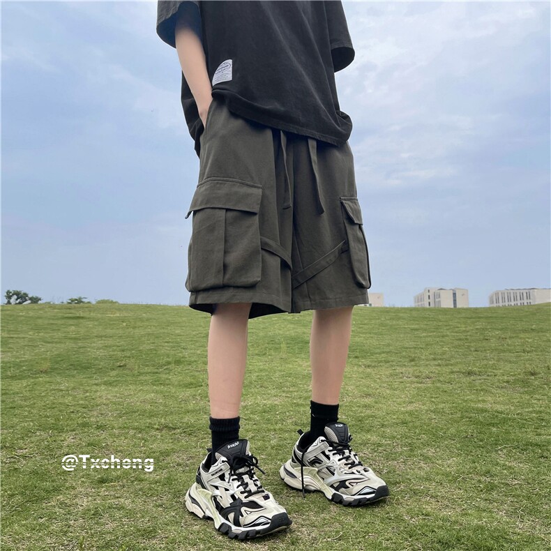 抖音品质港风工装休闲裤宽松潮流腰带五分裤B315-K23312-p50控68图片