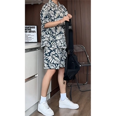 短袖衬衫男+短裤男套装男100%聚酯纤维M-5XL大码TZ78707P50控98，男装休闲套装，星座226-1