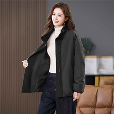 立领拼接棉衣女冬装2025新款时尚洋气设计感宽松加厚保暖棉服外套，女装棉衣/棉服，涵誉