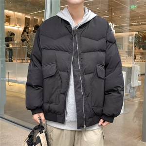 2025新款秋冬季休闲百搭工装羽绒棉服男士宽松棒球服立领外套男装图片