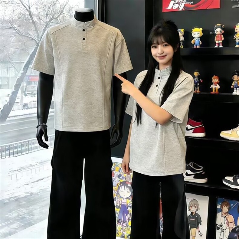 夏季韩系重磅简约亨利领短袖百搭高级感POLO衫T恤新款LD9011-P30，男装T恤，星座1008