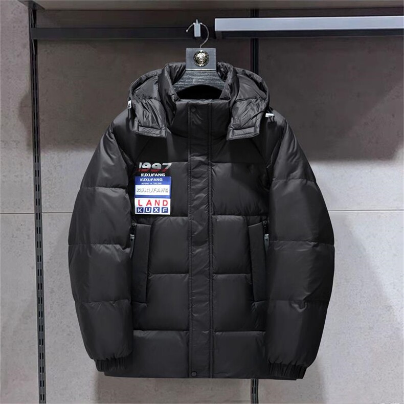 经典三条杠连帽短款时尚韩版白鸭绒羽绒服外穿学生情侣班服,男装羽绒服,星座301D-5(原星座1415）