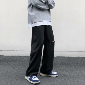 韩版宽松春季港风破洞阔腿裤休闲裤男士ins直筒九分裤 K1347-P30图片