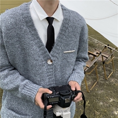 日系高级感开衫纽扣V领毛衣外穿男女ins针织毛衫上衣MY21-P53，男装针织衫/毛衣，星座308B-1