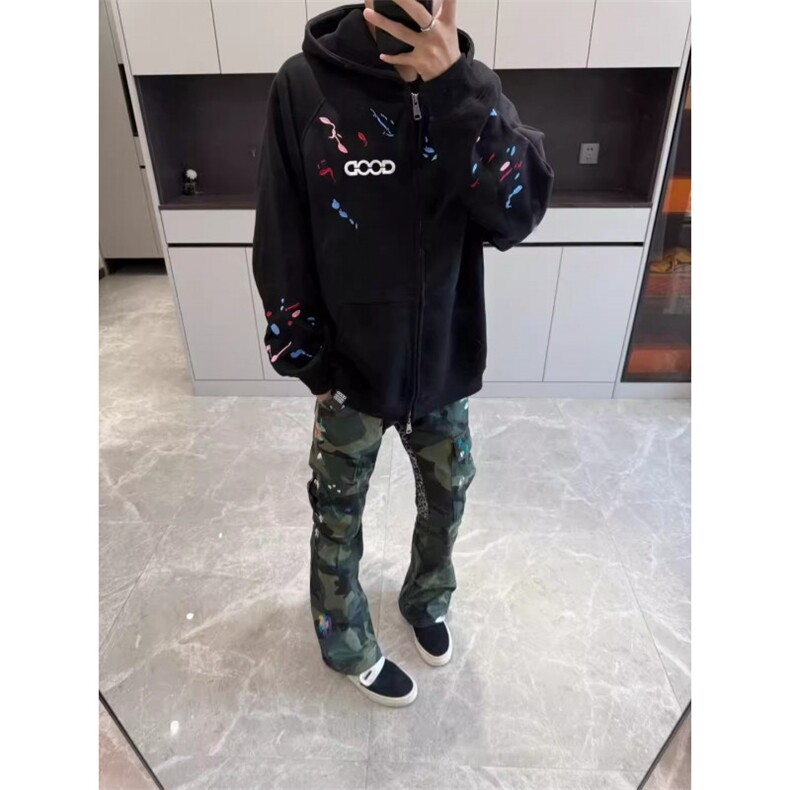网络图现货美式潮GOOD泼墨刺绣连帽男女高街卫衣JWY532-P43,男装卫衣,星座715-7