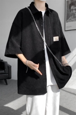 短袖衬衫男士夏季新款港风宽松大码灯芯绒衬衣CS005-P35，男装衬衫，星座214-3