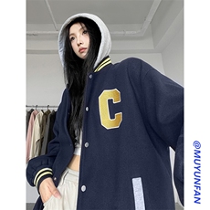 B225-W8568-X128-P102--聚酯纤维-字母C连帽外套，女装短外套，电商B225
