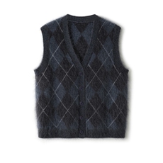 2025年秋季时尚百搭通勤简约休闲V领菱形马甲，女装马甲，致织羊绒