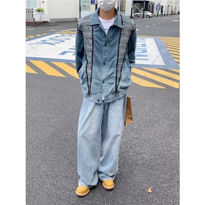 美式水洗复古设计感牛仔外套男春秋季高街痞帅高级感夹克外套图片