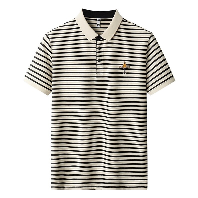 网图PL3080-P40夏季男士polo衫t恤短袖翻领半袖刺绣潮牌条纹港风,男装T恤,电商D310B-1