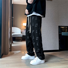 hiphop炸街裤子发泡阔腿高街ins潮牌垂坠感嘻哈拖地裤K1281-P28，男装休闲裤，星座512-2
