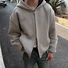 抖音得物高品质二开25秋冬美式重磅宽松结构双面连帽卫衣外套W68，男装卫衣，电商A486