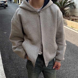 抖音得物高品质二开 25秋冬美式重磅宽松结构双面连帽卫衣外套W68图片