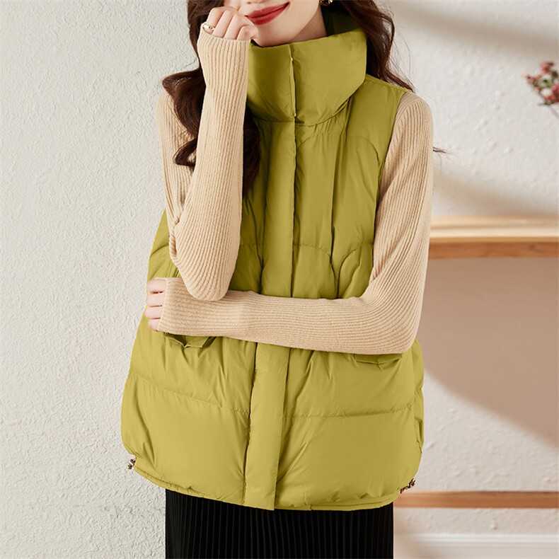 2022新款羽绒服马甲90%白鸭绒加厚休闲/淑女拉链休闲款,女装羽绒服,蝶眷