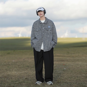 小香风格子外套男春ins高级感痞帅潮牌宽松休闲翻领夹克JK875-P88图片