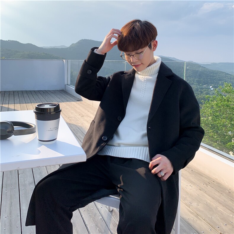 N1079/P100加棉P110毛呢大衣男中长款过膝风衣大码男士呢料棉衣，男装毛呢大衣，电商A141