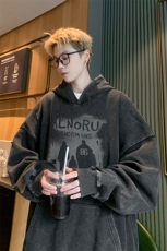 内景秋冬新款重磅水洗连帽卫衣男宽松大码做旧打底衫WY00294/P65，男装T恤，电商B316