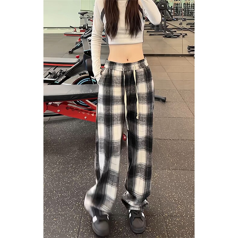 特批P30无差价秋新美拉德格子裤中性风潮流时尚直筒拖地裤男K1529,男装休闲裤,电商A001-1