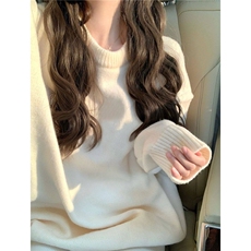 纯色基础款毛衣女2024年新款秋冬软糯慵懒风奶fufu高级感针织上衣，女装针织衫/毛衣，星座506A