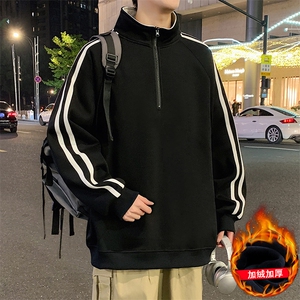 G008P45加绒50美式半高领外套oversize立领半拉链卫衣加绒加厚图片
