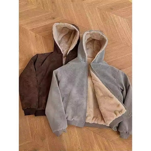 现货高品质美式冬季重磅座山雕大毛毛领pu皮棉衣男女加厚外套图片