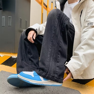 直筒牛仔裤男美式潮牌侧条纹阔腿裤子秋款复古工装裤RK1282-P42图片